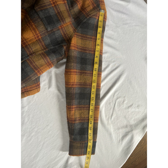 Toad & Co. Plaid Flannel Sherpa Lined Trucker Jacket Womens Size Large Orange - Picture 8 of 8